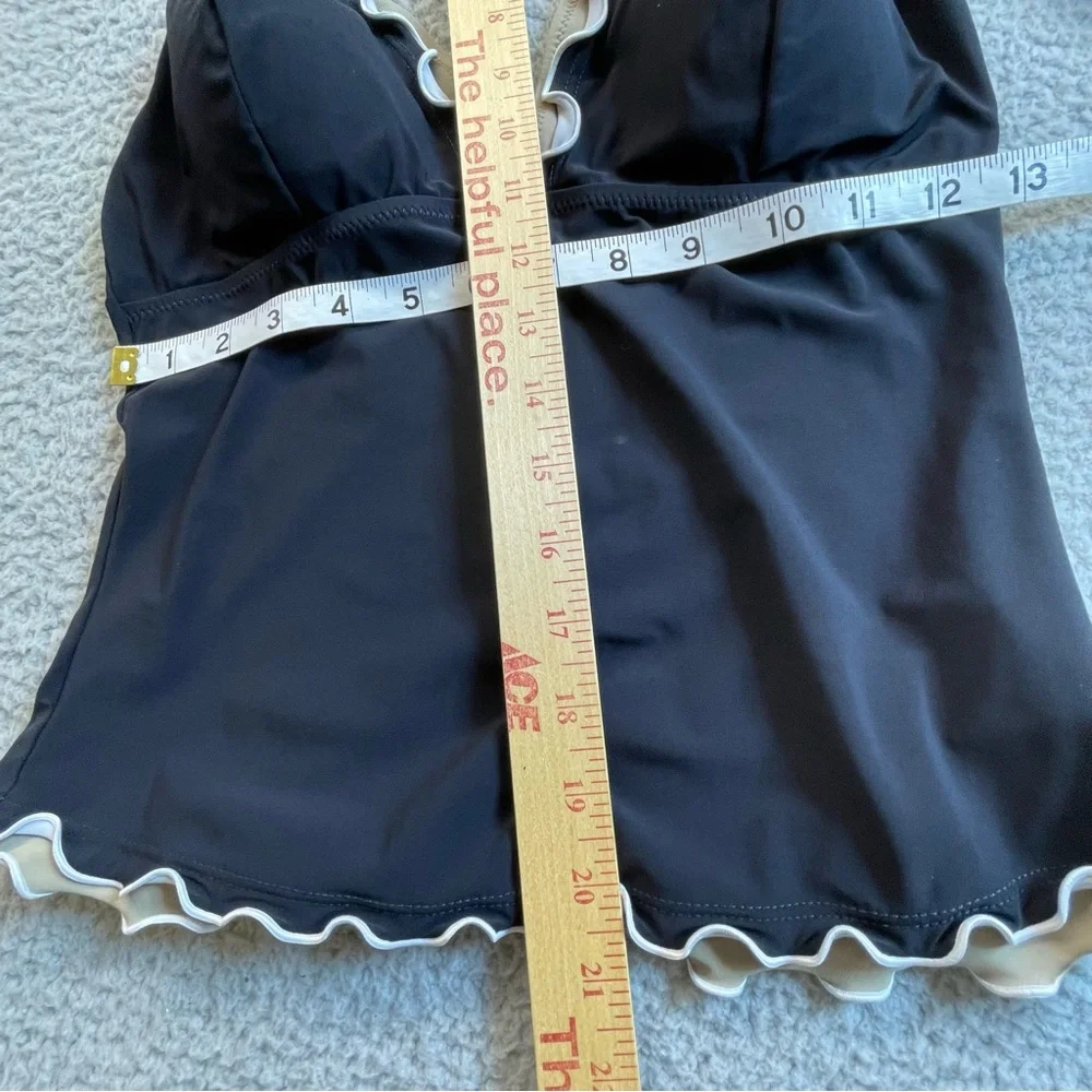 Profile by Gottex Blue‎ whie Ruffled 'Pretty Wild' One Piece Swim Dress size 10
